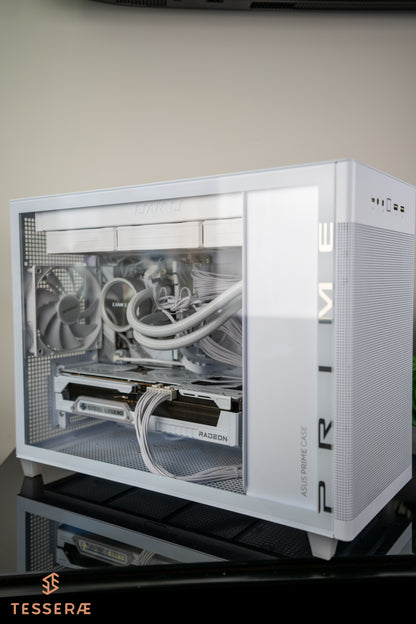 Quick Ship White - Mirage w/Glass Panel - AMD Ryzen 9 9950X3D CPU with AMD 9070 XT
