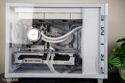 Quick Ship White - Mirage w/Glass Panel - AMD Ryzen 9 9950X3D CPU with AMD 9070 XT